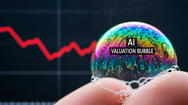 AI Valuation Bubble Concept: A conceptual image illustrating the concept of a financial bubble.