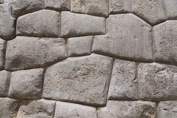 Abstract texture of ancient Inca polygonal masonry wall, Sacsayhuaman, Peru