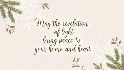 Fototapeta premium May the revelation of light bring peace to your home and heart. Religious quote for Epiphany. Inspirational winter season message for greeting card.