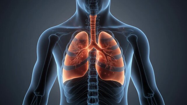 Anatomy Lungs and Diaphragm - A Detailed Human Body Illustration