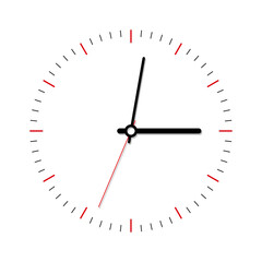 Clock dial watch face vector. Black clock icon with analog faces and clockwise arrows Vector illustration