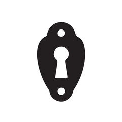 A detailed vector silhouette depicts a vintage keyhole, showcasing intricate antique details and a classic design, perfect for adding a touch of history and elegance to any graphic project.