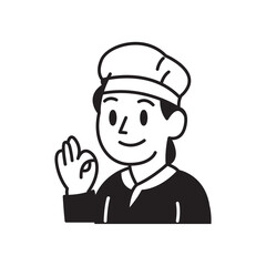 Line Art Friendly Man Waving Hand Icon