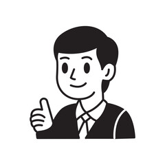 Monochrome Professional Man Avatar Icon with Hand in Pocket