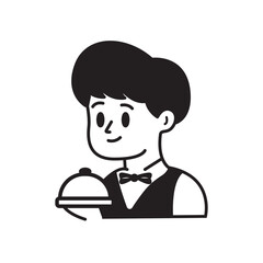 Flat Black and White Chef Server Avatar Icon