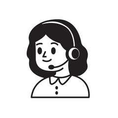 Flat Monochrome Customer Service Agent Vector Icon