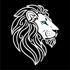 Elegant Lion Head Line Art Illustration