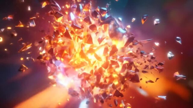 Exploding Sphere of Light and Fragments - A Dynamic Visual Spectacle.