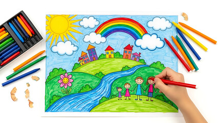 Drawing family on transparent background