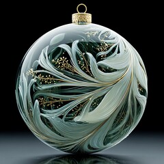 Elegant glass ornament with intricate design.