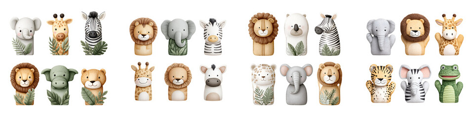 Cute Watercolor Animals: Diverse Collection on White