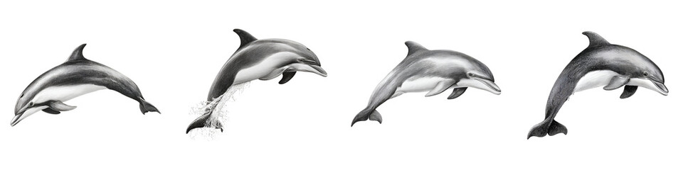 Obraz premium Dolphin set on isolated white background
