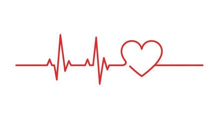 Heartbeat pulse line with a heart shape at the end symbolizing life and health