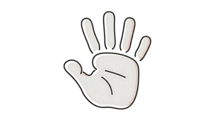 A cartoon illustration of a human hand with five fingers spread open, palm facing forward, on a white background.