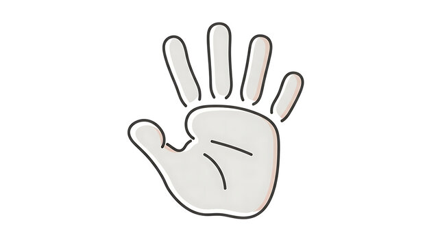 A cartoon illustration of a human hand with five fingers spread open, palm facing forward, on a white background.