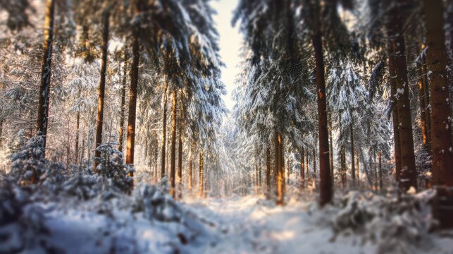Snowy forest welcomes the New Year