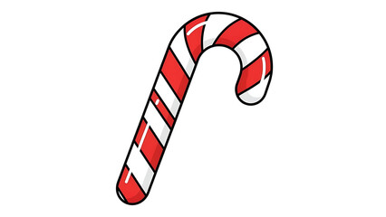 A classic red and white striped candy cane, a popular sweet treat often associated with the holiday season and Christmas celebrations.