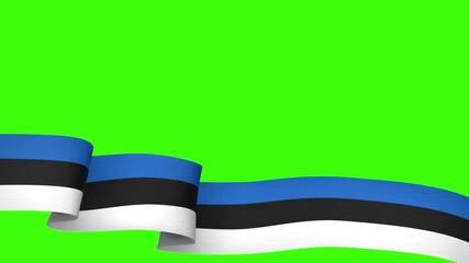 Waving Estonia Flag Ribbon on greenscreen background