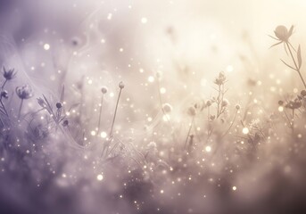 Ethereal Blossom Field at Dusk with Sparkling Lights and Soft Glow