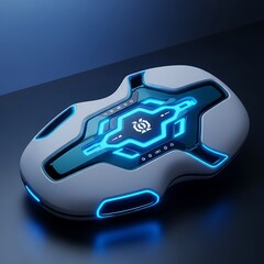 Futuristic illuminating device with intricate patterns and subtle glow edges