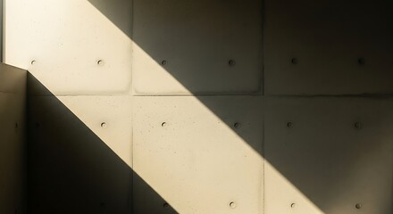 Geometric Concrete Wall with Striking Light and Shadow Composition