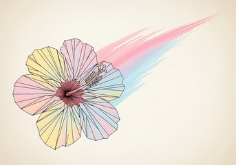 Geometric hibiscus design with gradient brushstroke for modern projects