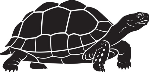 Tortoise or turtle outline vector graphic illustration. side view of a slow reptile with a patterned shell.