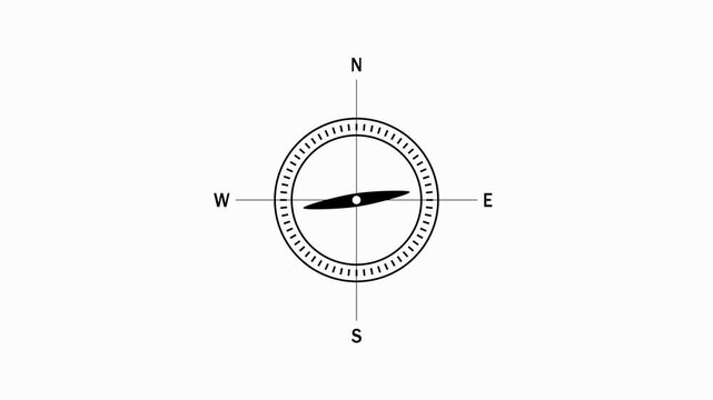 Simple Black and White Compass Icon with Cardinal Directions on White Background navigation north
