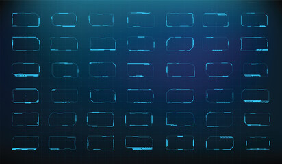 Cyber Security HUD. Futuristic UI Frames for Cyberpunk and Dashboard Screen Set