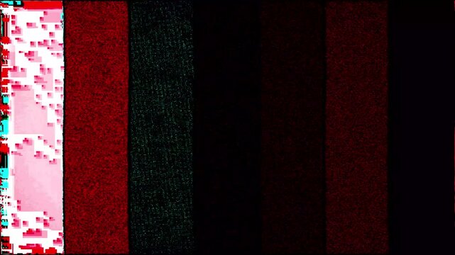 Retro style no signal broadcasting television bars with heavy distortions and strong glitch effects