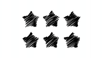 A whimsical stars shapes illustration in cute and minimalist style using crayon with chalk textures