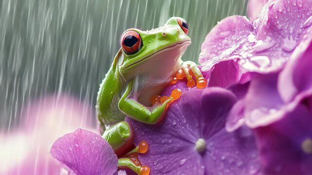 紫陽花に宿る梅雨の守り神の気配