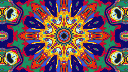 Psychedelic Spiral Kaleidoscope, Vibrant Symmetrical Pattern