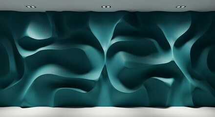 Teal abstract wavy wall design, contemporary background backdrop space