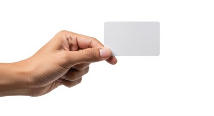 Obraz premium Hand Holding Blank White Business Card image photo