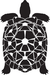 Stylized sea turtle silhouette with intricate geometric shell pattern, isolated vector illustration for design projects