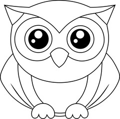 Adorable owl mascot with bold stripes, designed as a simple and fun coloring page for kids.