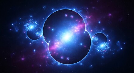 Fototapeta premium Nebula Formation with Circular Elements on an Intriguing Cosmic Backdrop