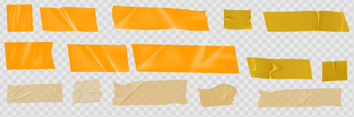 Set of sticky notes, realistic adhesive tape pieces vector illustration.