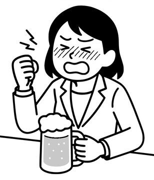 やけ酒をしている女性