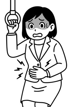 電車でお腹が痛くなった女性