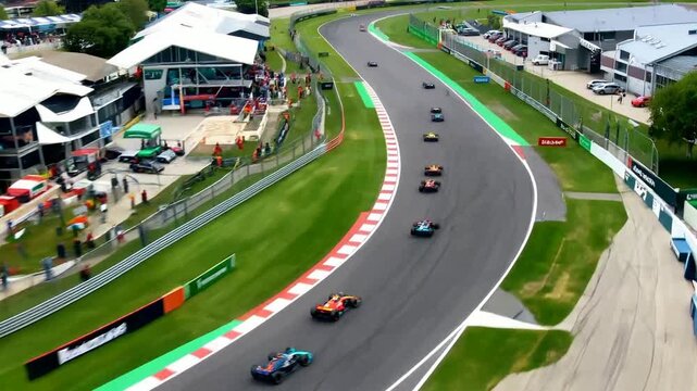 Formula One Racing at Silverstone - High-Speed Action and Thrilling Overtakes.