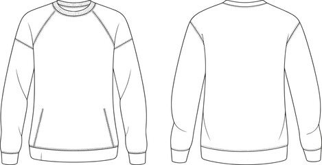 Front and Back View of a Crewneck Sweatshirt sweater pullover