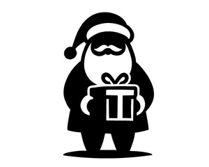 silhouette of santa claus holding a gift, icon isolated on white background, christmas icon 1
