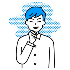 悪巧みをする若い男性