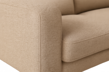 Beige sofa fabric detail with armrest and seat upholstery, showcasing comfort and home interior design element on transparent background