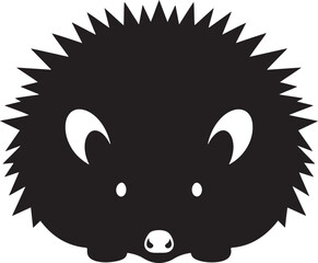 Stylized black and white hedgehog icon with minimal features, a cute and friendly animal illustration in vector graphic style