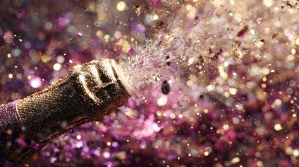 A sparkling explosion of confetti and champagne, capturing a festive moment filled with joy and celebration.