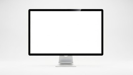Fototapeta premium Modern minimalist computer monitor with a blank white screen on a clean white background