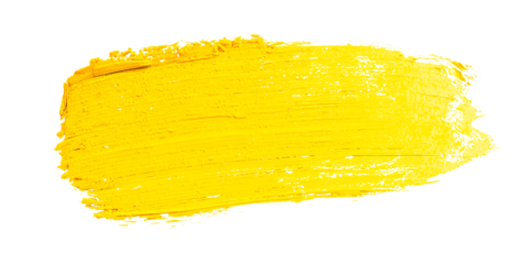 Yellow paint brushstroke isolated on black background